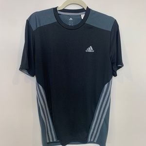 Adidas Work Out Short Sleeve Black Grey Gray Climacool Men Shirt Size Small